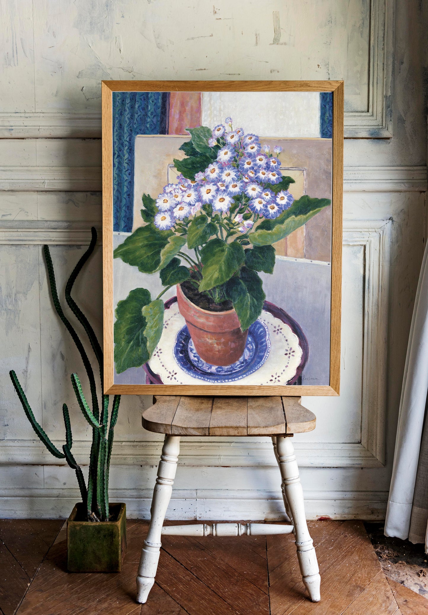 Guxtav Klimt • Purple Flower Painting •  Vintage Oil Painting • Framed Canvas