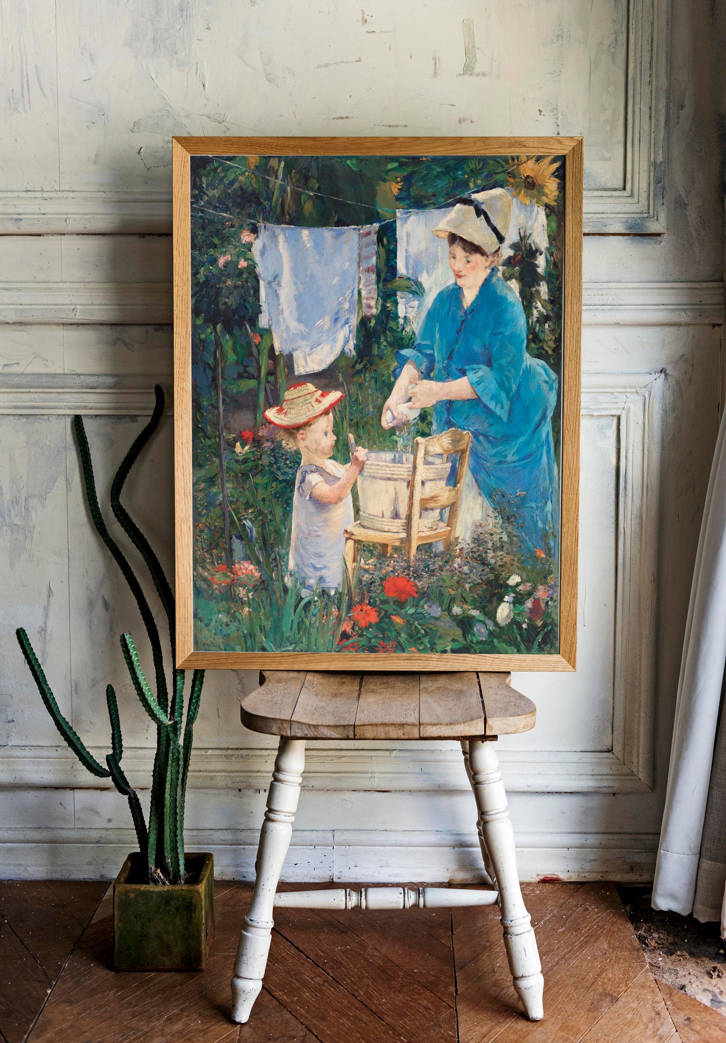 Laundry (Le Linge) • (1875) painting by Édouard Manet • Vintage Oil Painting • Framed Canvas