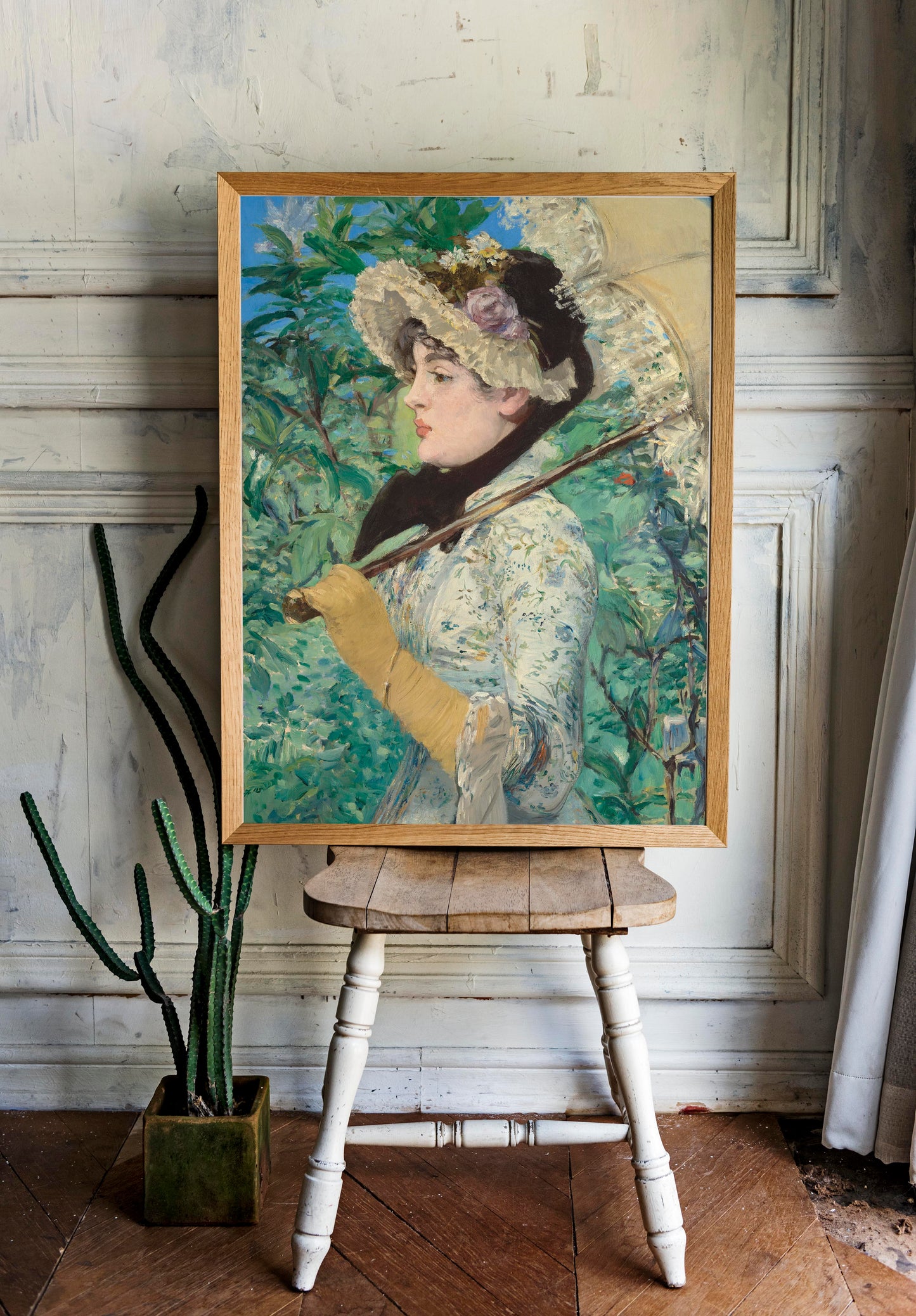 Jeanne (Spring) • by Edouard Manet • Vintage Oil Painting • Framed Canvas
