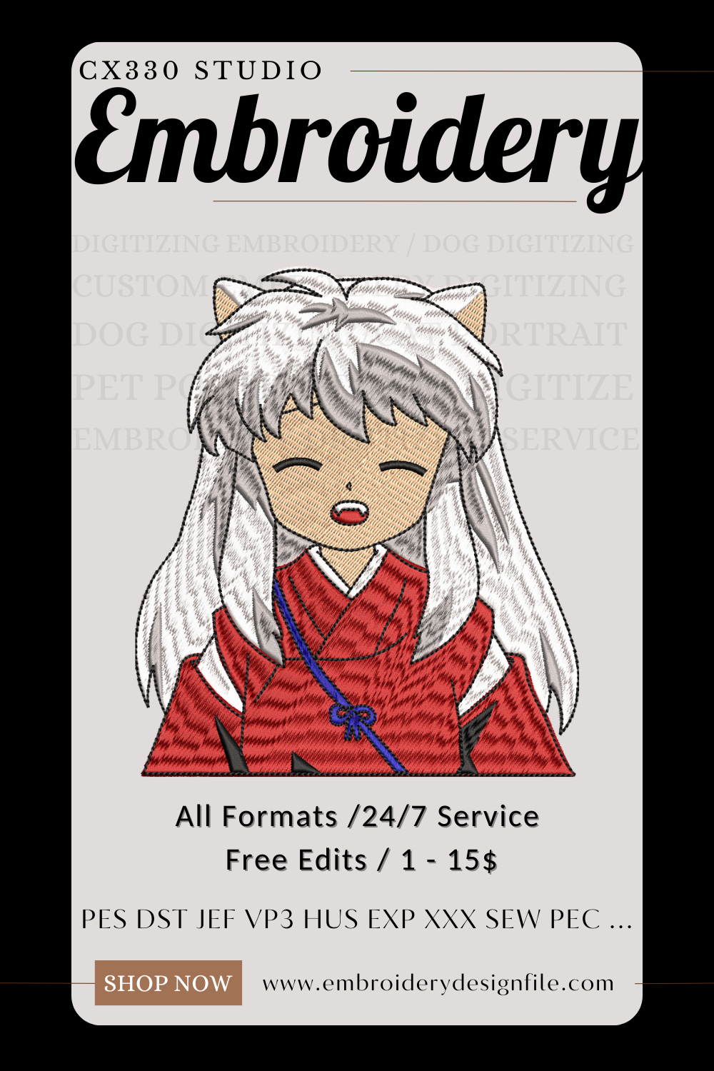 Inuyasha embroidery design