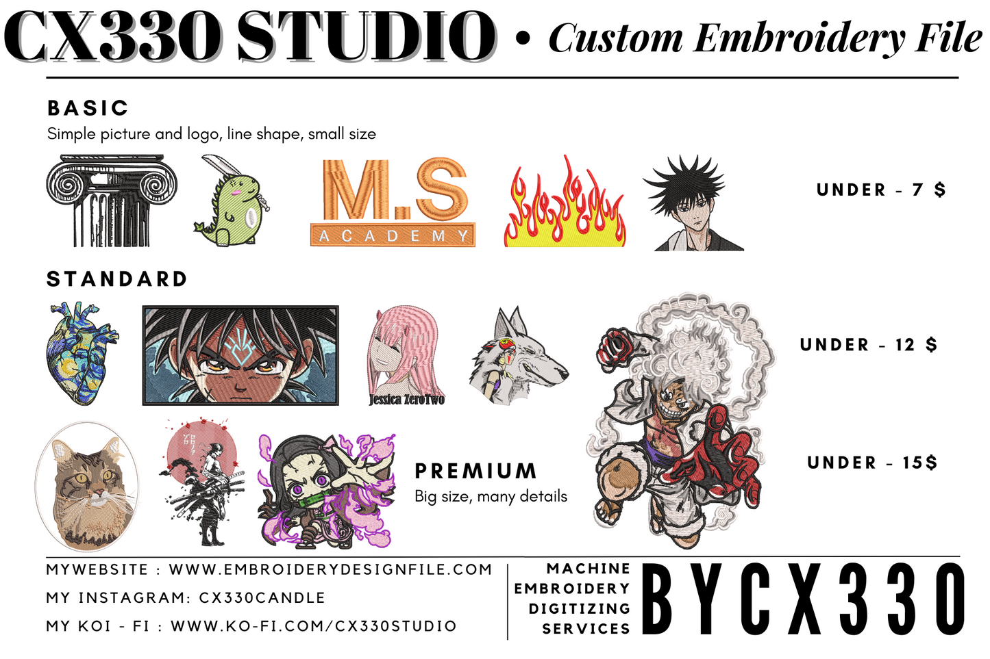 1$ Custom Embroidery File / Custom logo embroidery price from 1$