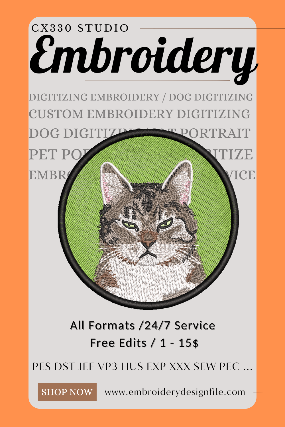 1$ Custom Embroidery File / Custom logo embroidery price from 1$