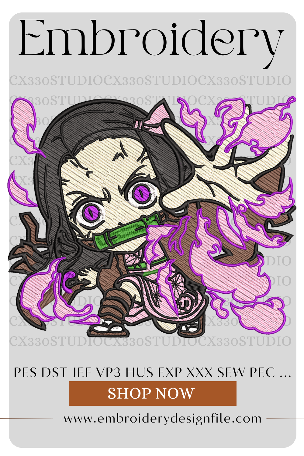 Nezuko Demon Slayer emboidery design file