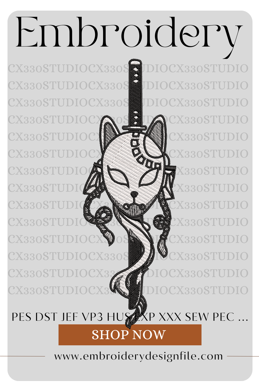 Demon Slayer Mask Embroidery File for Machine Embroidery