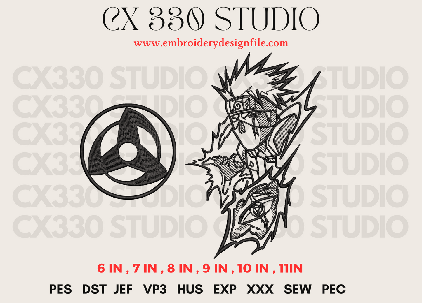 5.5$ Hatake Kakashi Naruto Machine Embroidery design file