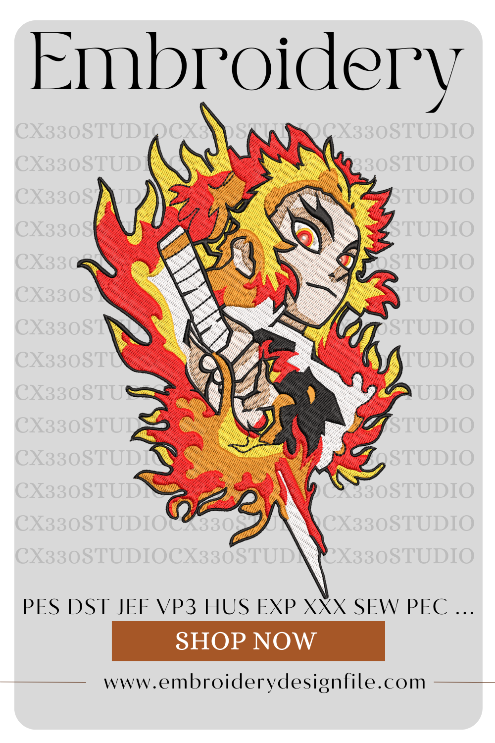 Rengoku Kyojuro emboidery design file