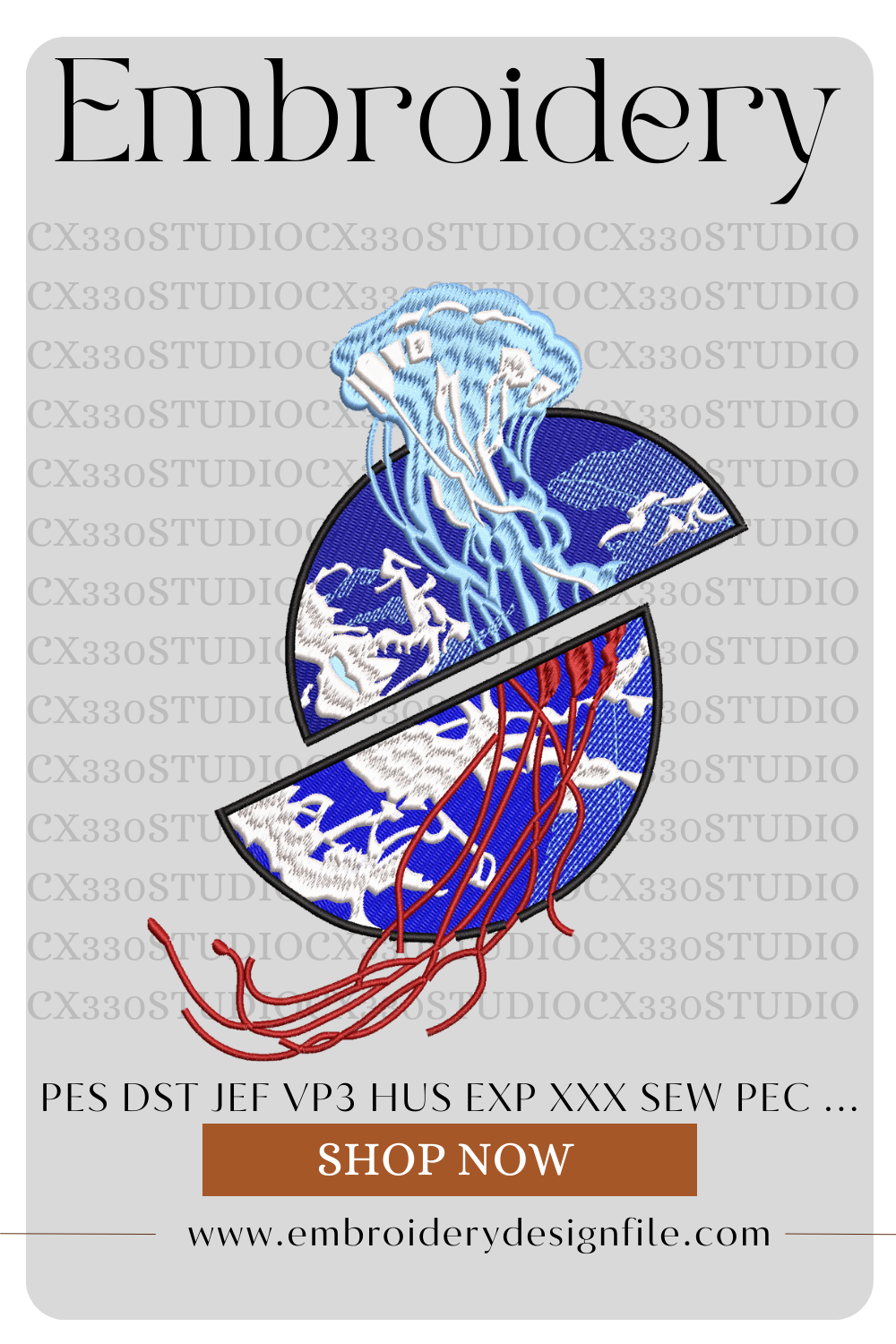 Jellyfish embroidery design file