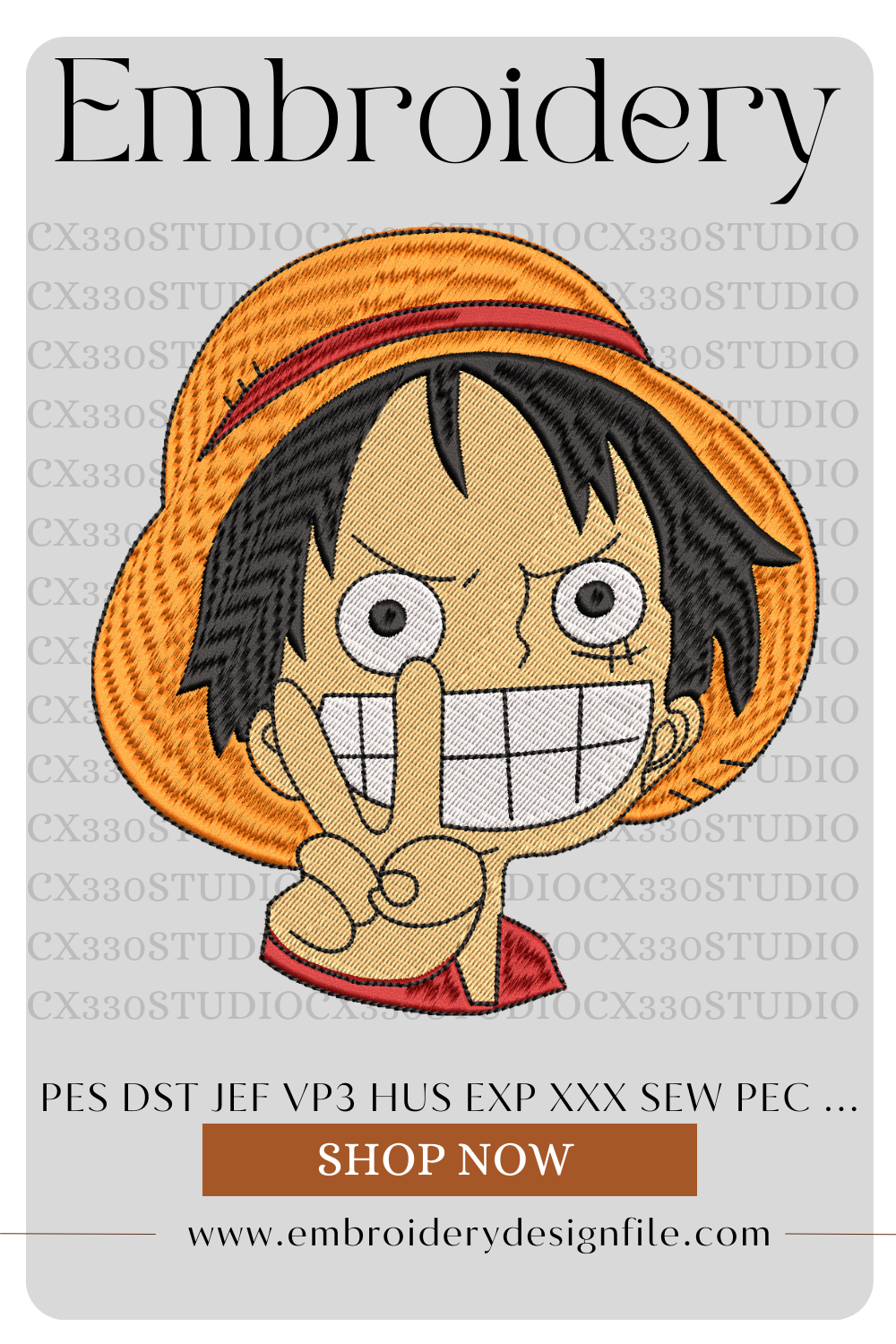 Monkey D. Luffy One Piece embroidery design file