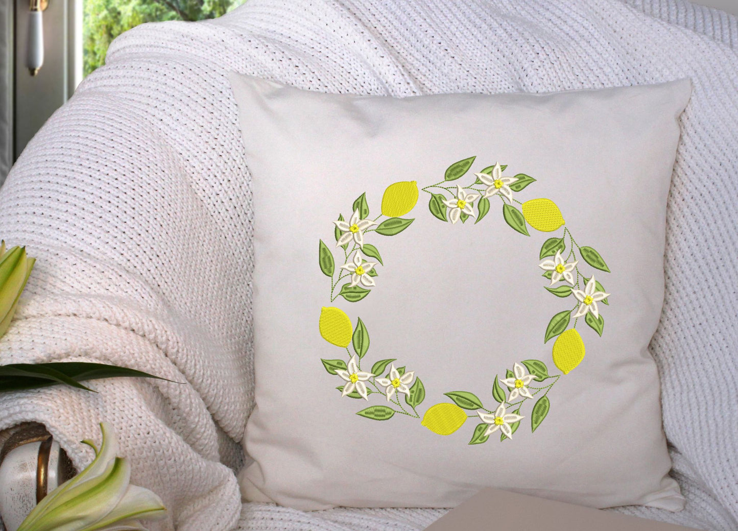 Lemon Wreath Machine Embroidery File design
