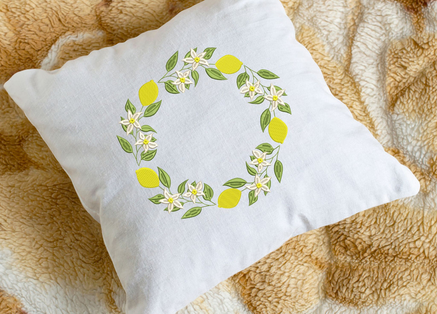 Lemon Wreath Machine Embroidery File design