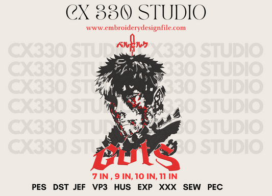 Berserk Guts Machine Embroidery Design | Embroidery File for Machines
