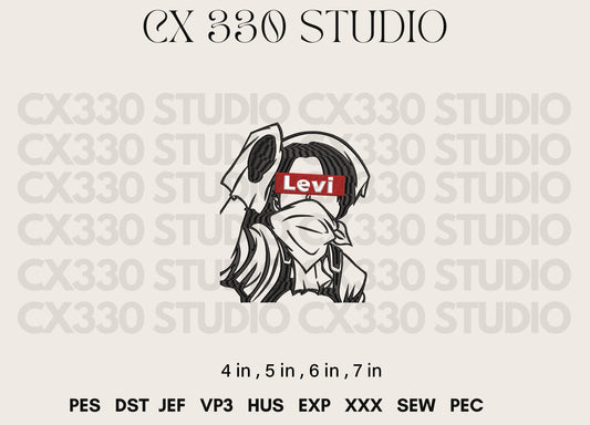 Levi ackerman attack on titan embroidery design file