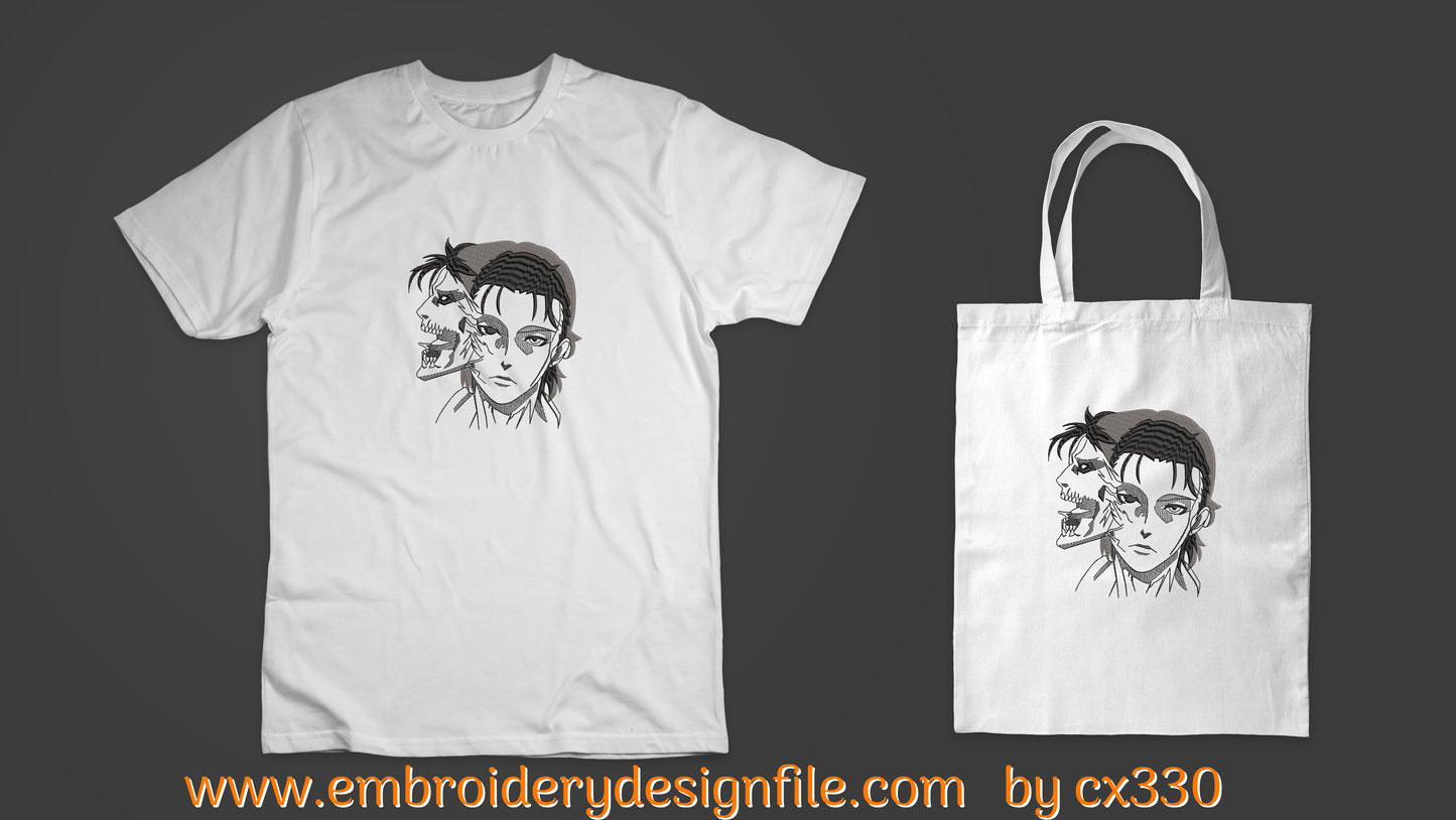 Eren Yeager attack on titan embroidery design file