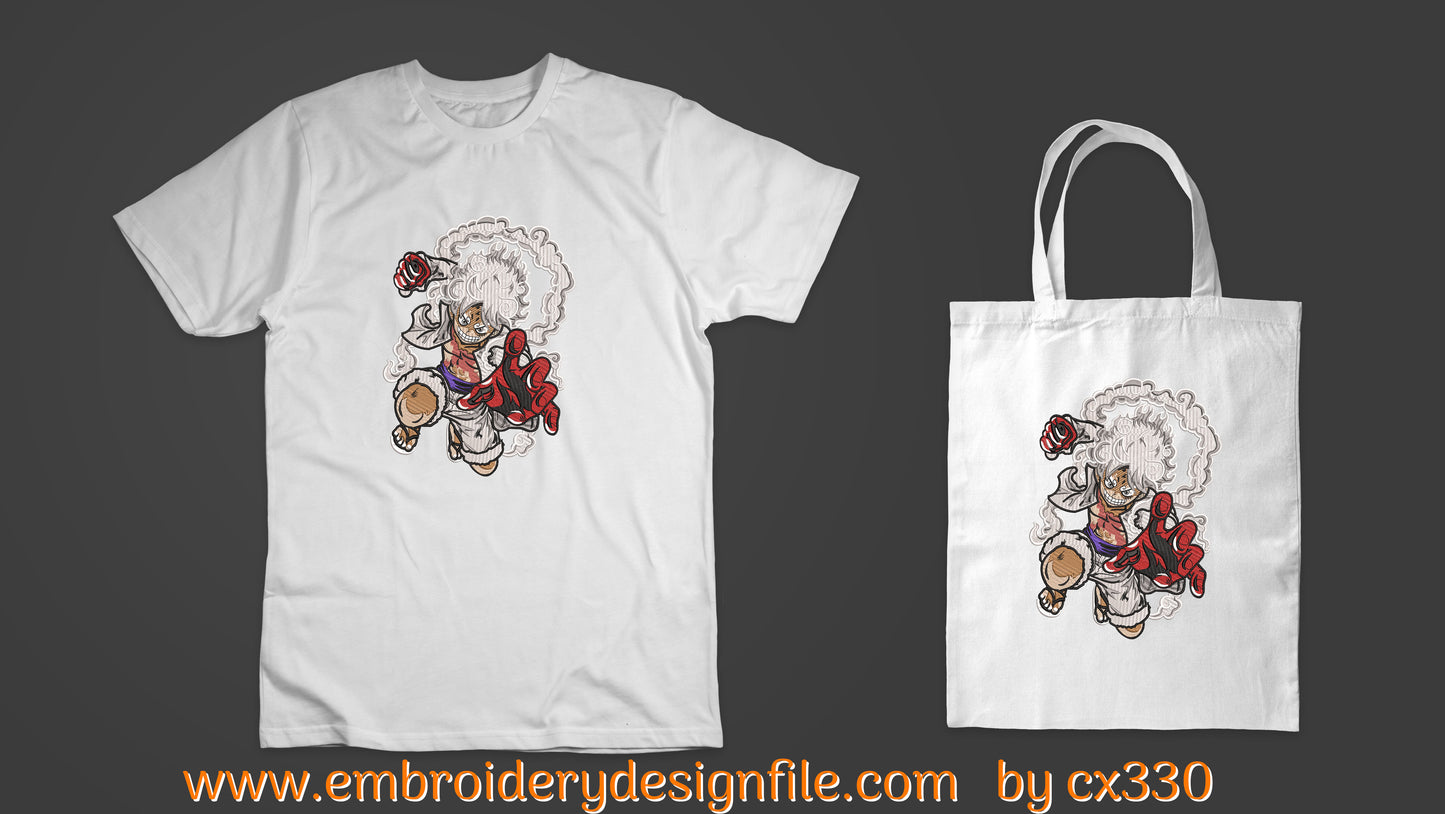 Luffy gear 5 one piece embroidery design file