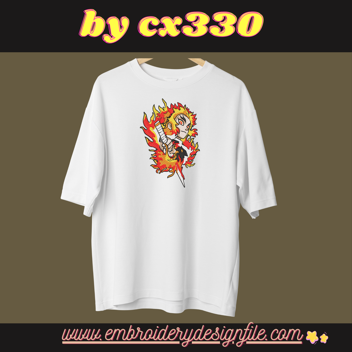 Rengoku Kyojuro emboidery design file