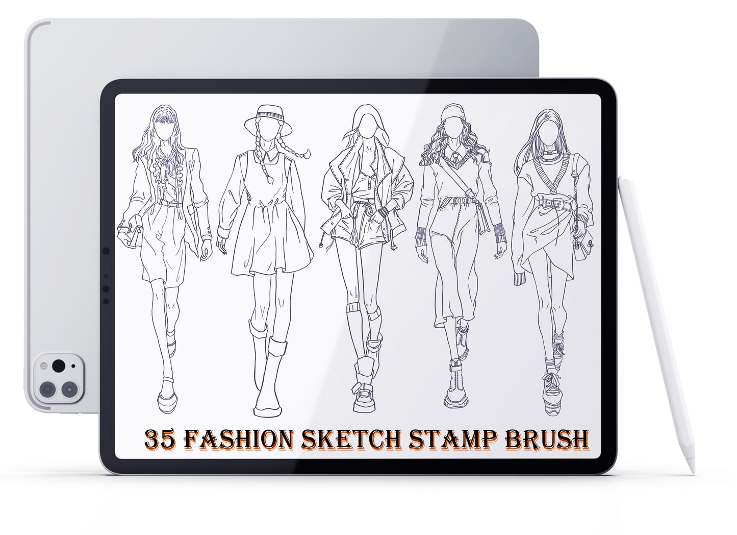 Fashion Sketch Stamp Procreate, Fashion Girls Stamp Brushes for Procreate