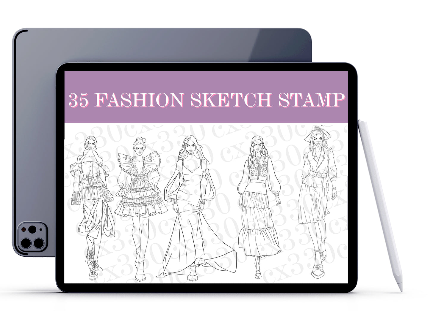 Fashion Sketch Stamp Procreate, Fashion Girls Stamp Brushes for Procreate