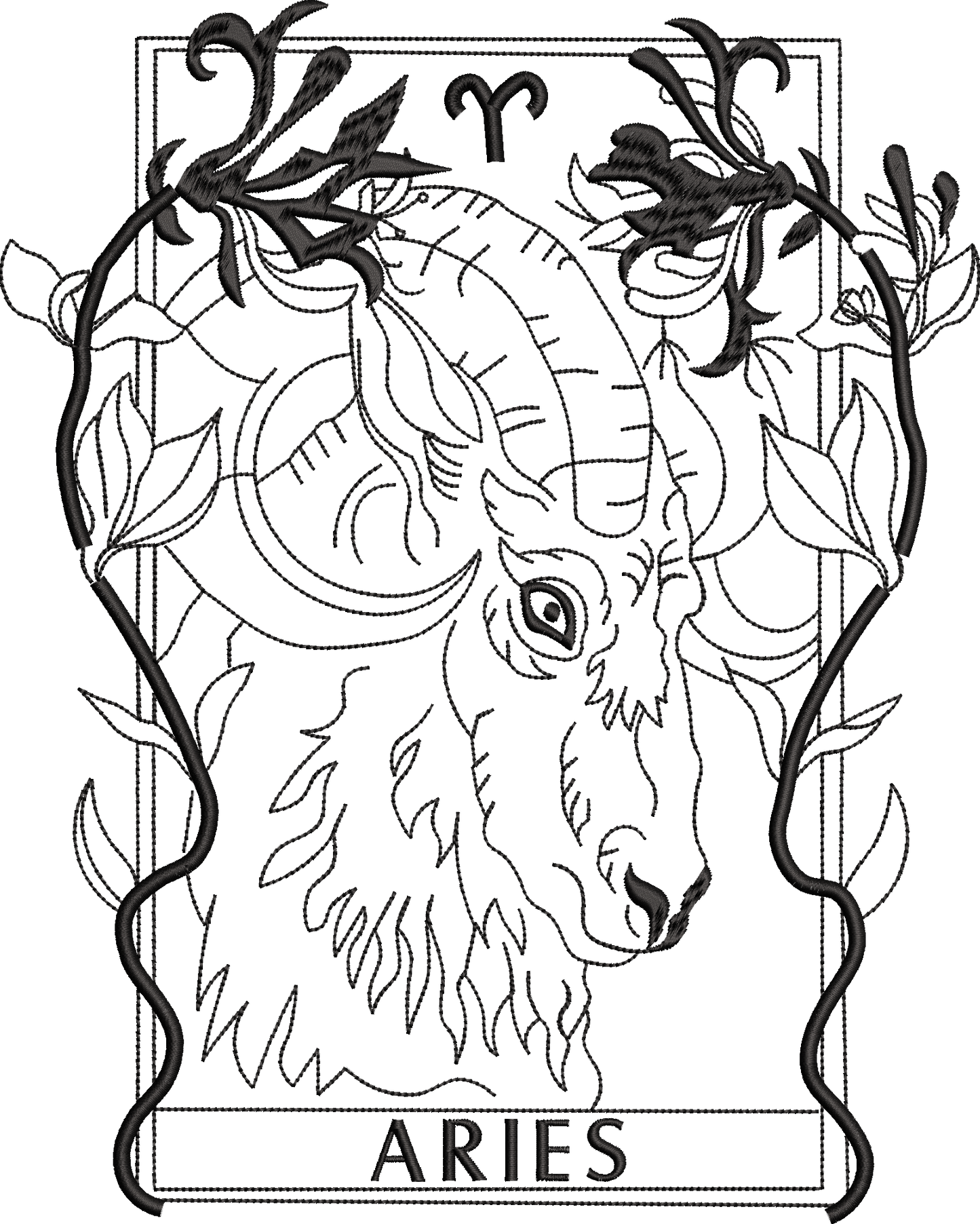 Aries Zodiac Sign Embroidery Design