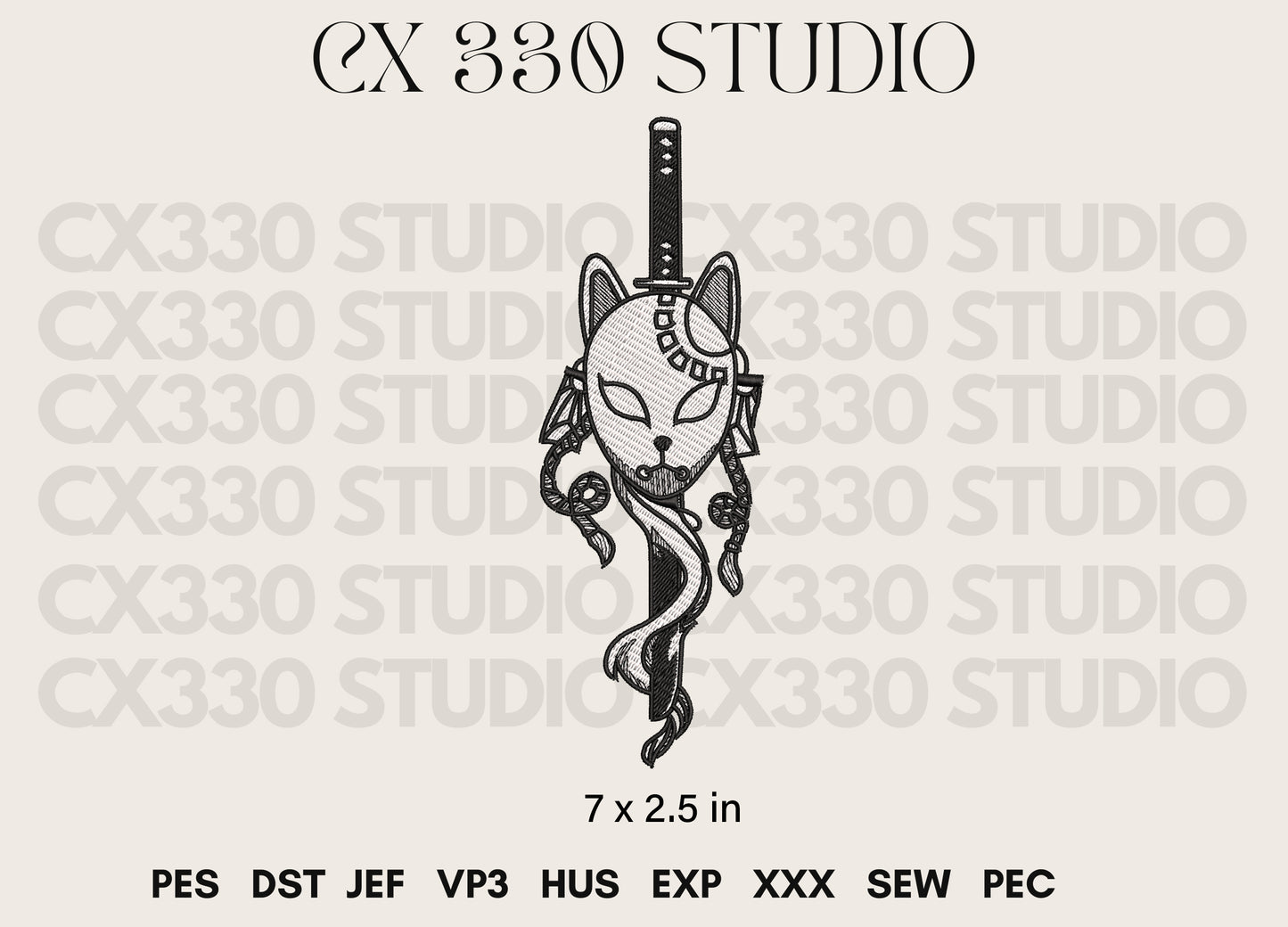 Demon Slayer Mask Embroidery File for Machine Embroidery