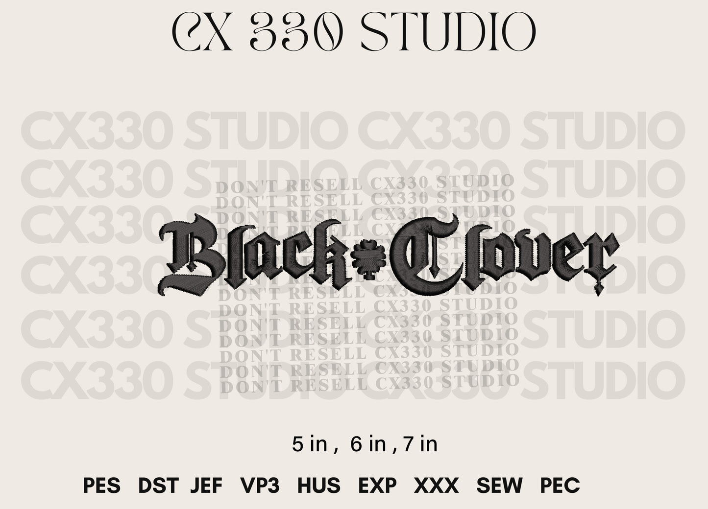 Black Clover Machine Embroidery Design | Embroidery File for Machines