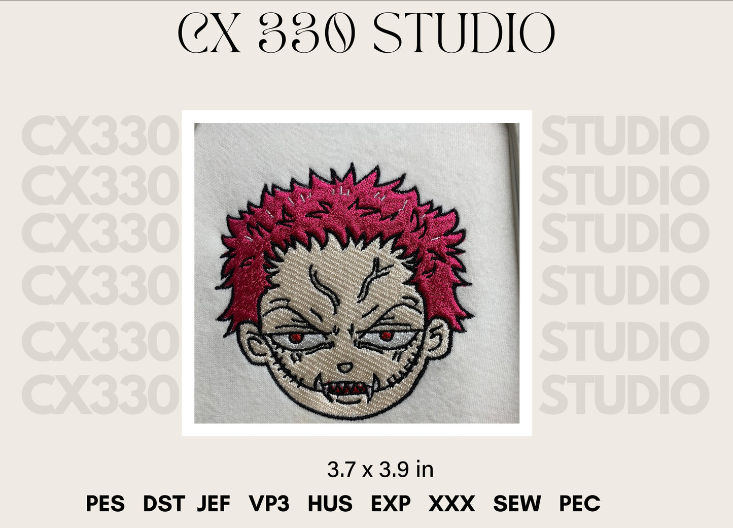 Sukuna ( jujutsu kaisen ) embroidery design