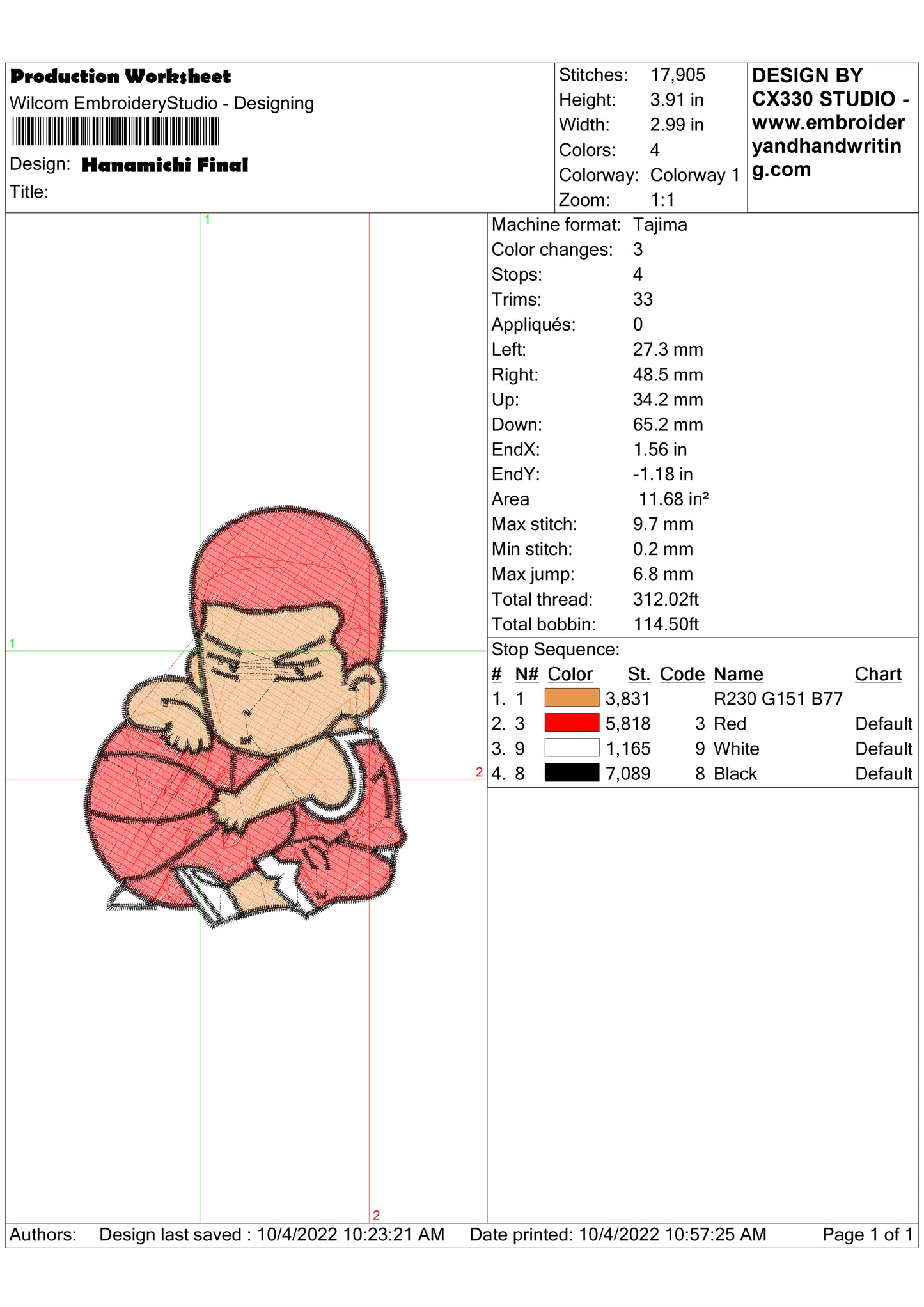 Hanamichi embroidery design