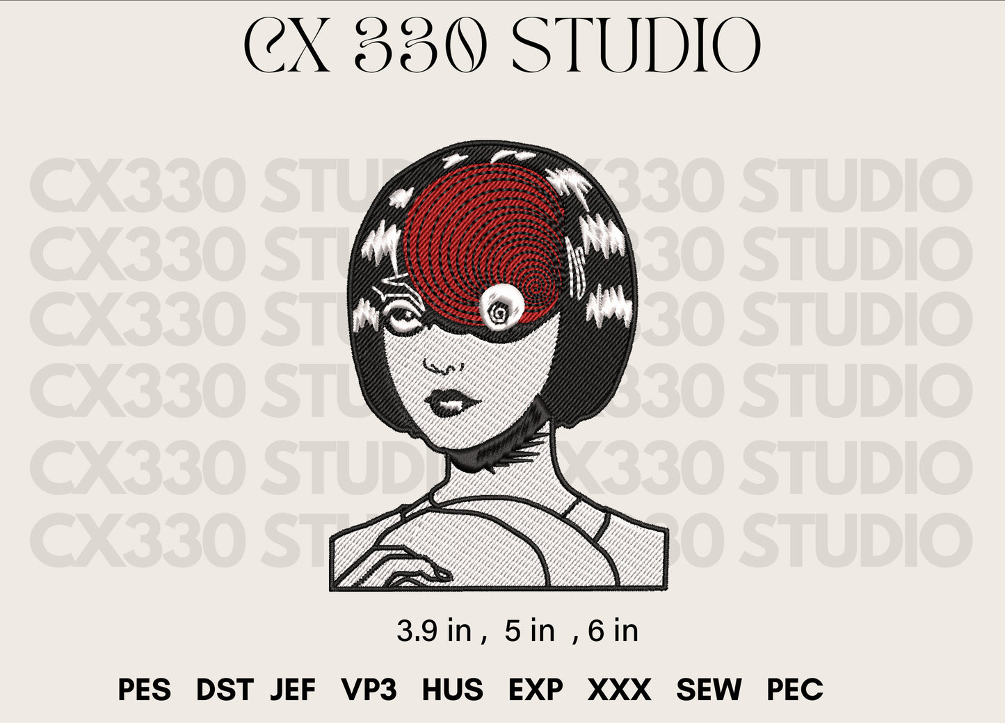 Junji ito Uzumaki embroidery design.