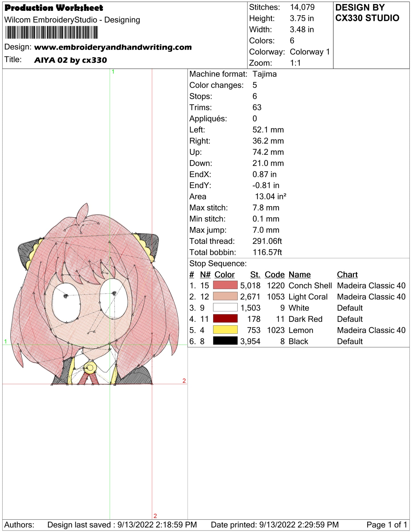 Machine Embroidery Design File for Anya Forger