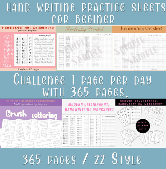 z 365 page Handlettering Practice Sheets - SALE OFF 95% - 1.2$