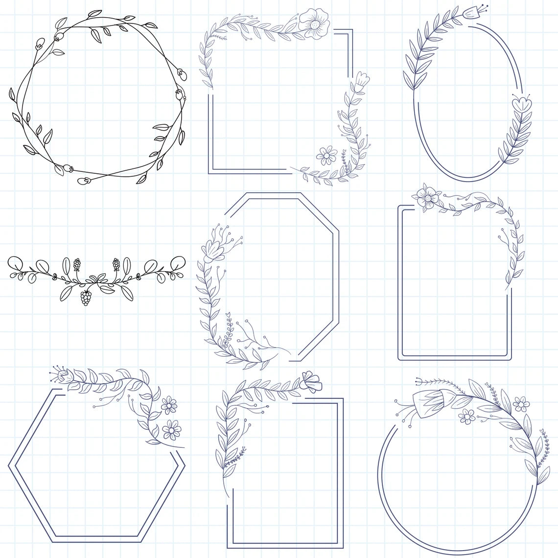 Flower Wreath Svg, Circle Border Svg