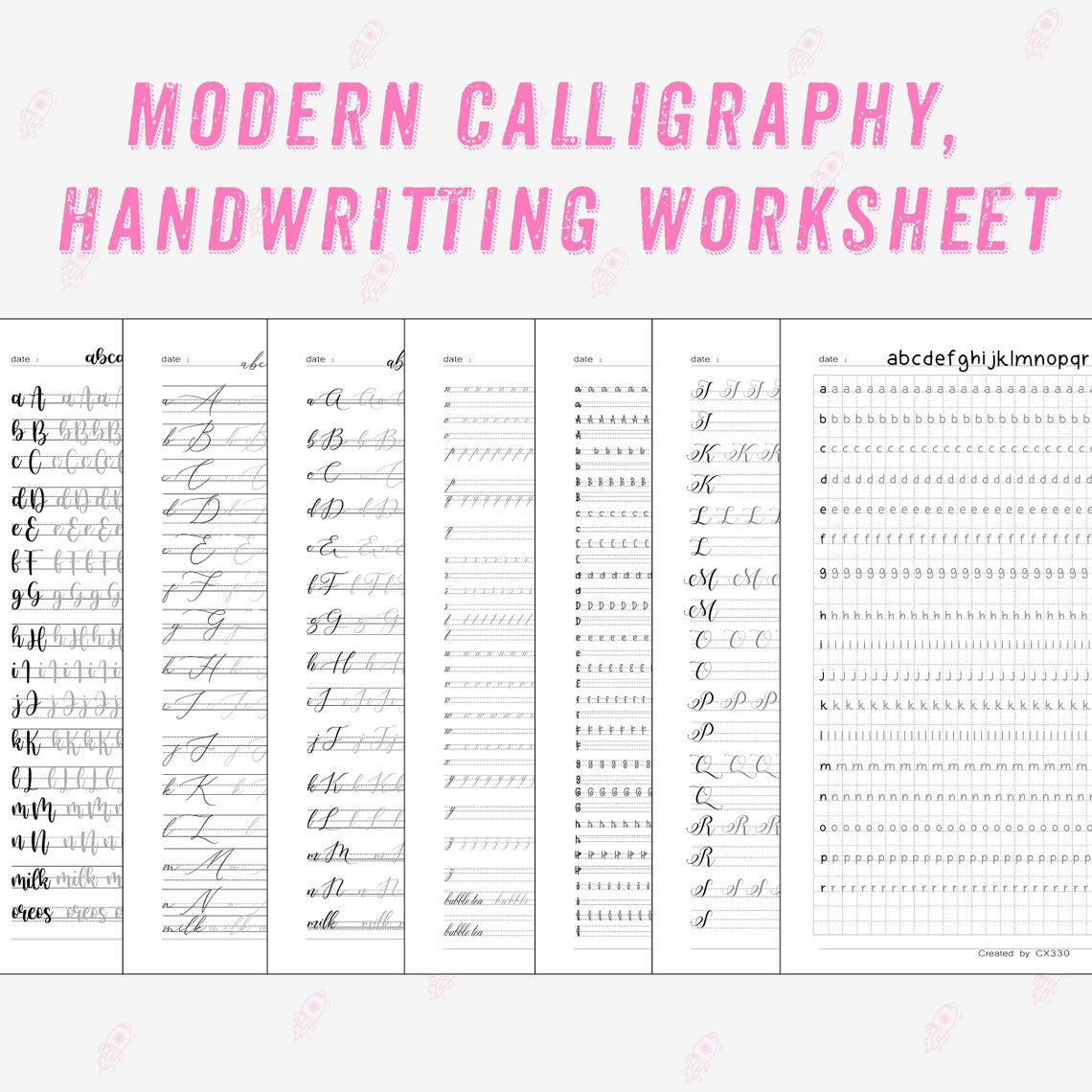 z 365 page Handlettering Practice Sheets - SALE OFF 95% - 1.2$
