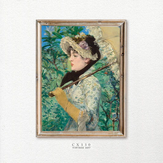 Jeanne (Spring) • by Edouard Manet •  Vintage Oil Painting • Framed Canvas