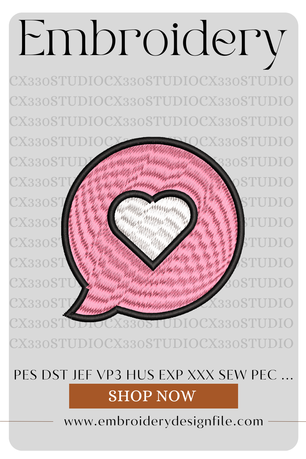 Heart love embroidery design file