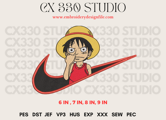 Luffy One Piece x nike Machine Embroidery File