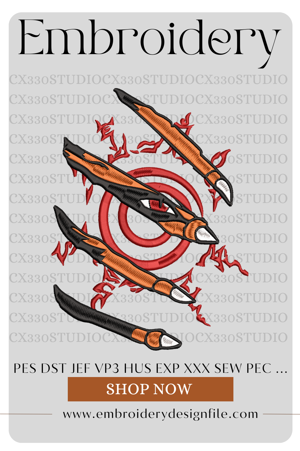 Naruto kurama sharingan embroidery design file