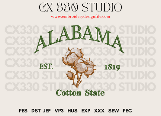 Machine Embroidery Design File for Alabama City, State city