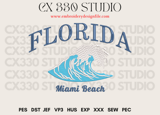 Florida City, State city Machine Embroidery File