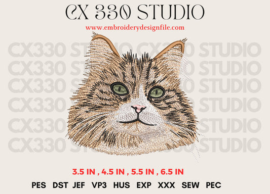 Maine Coon Cat Machine Embroidery Design | Embroidery File