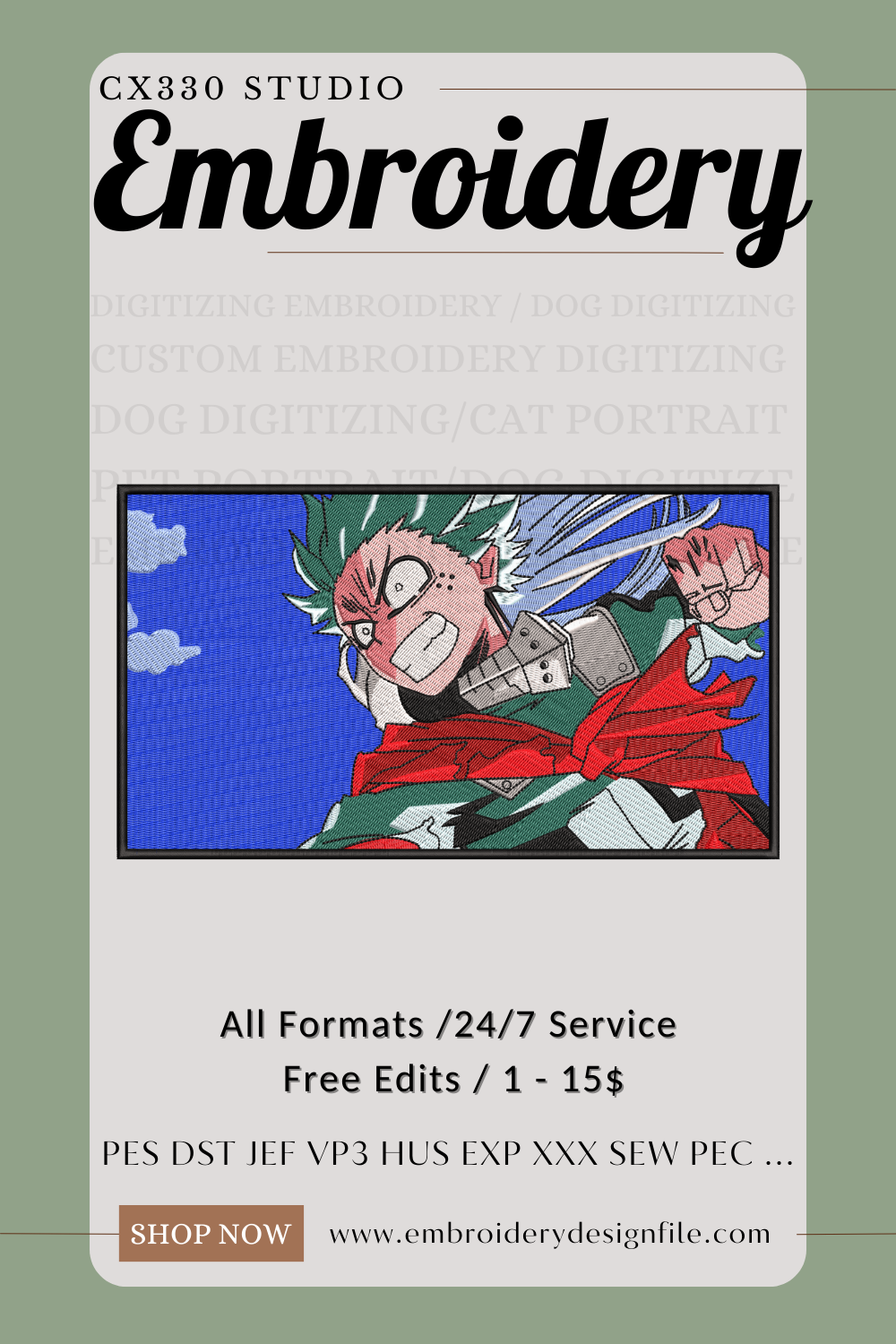 My Hero Academia Deku Machine Embroidery designs file