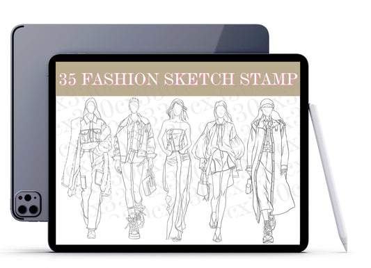 35 Fashion Sketch Stamp Procreate, Brush procreate , Fashion Girls Stamp Brushes for Procreate