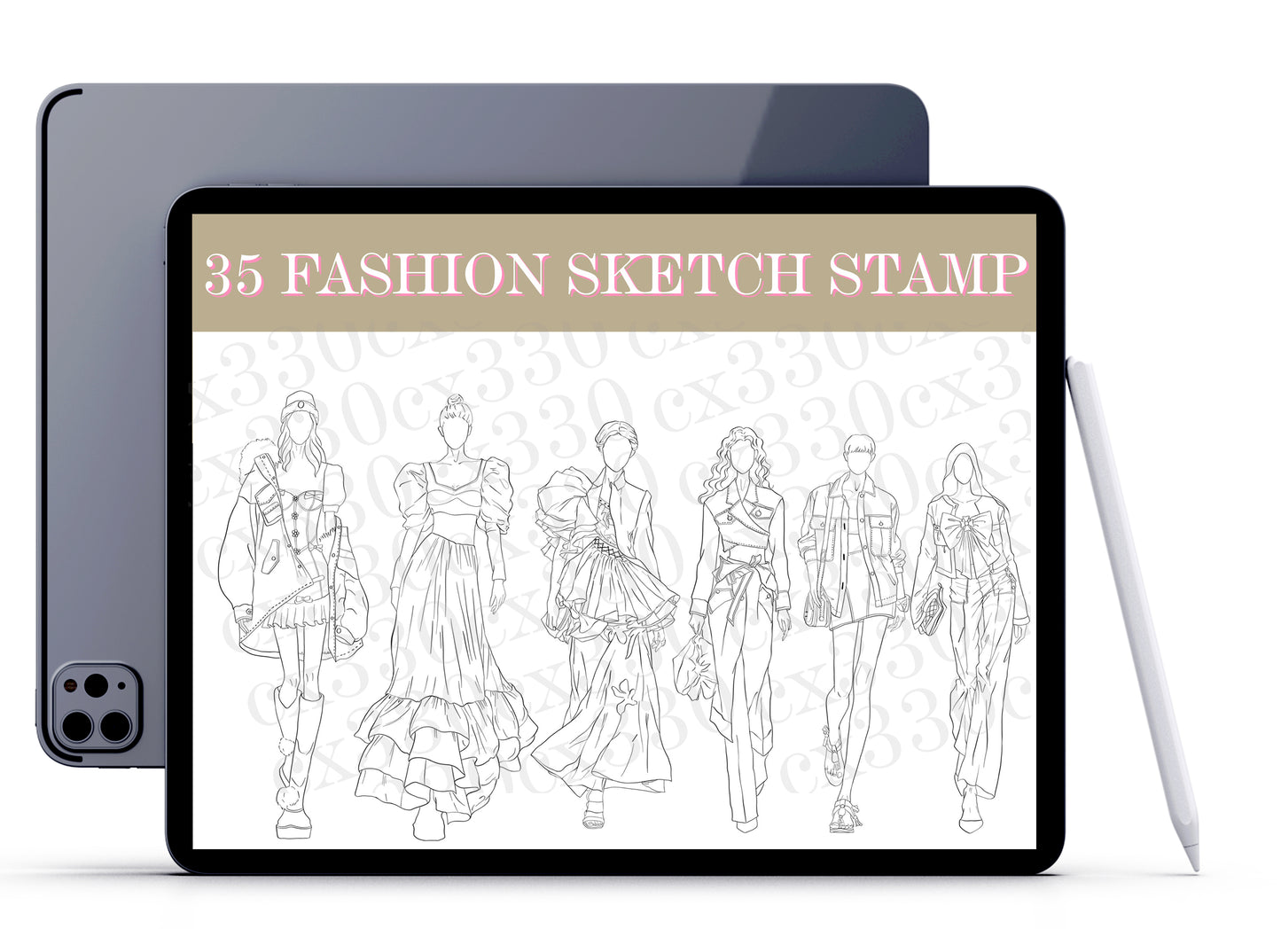 Fashion Sketch Stamp Procreate, Brush procreate , Fashion Girls Stamp Brushes for Procreate