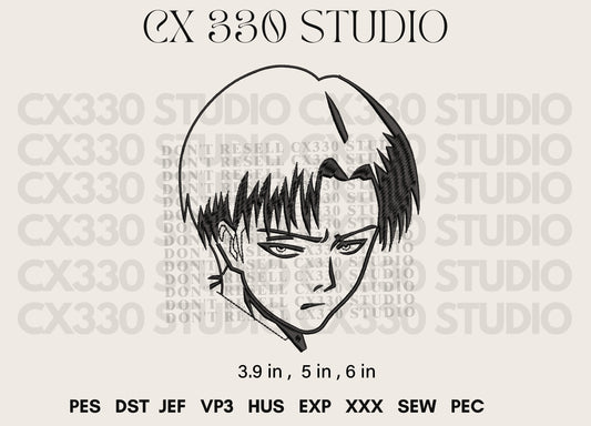 Levi ackerman attack on titan embroidery design file