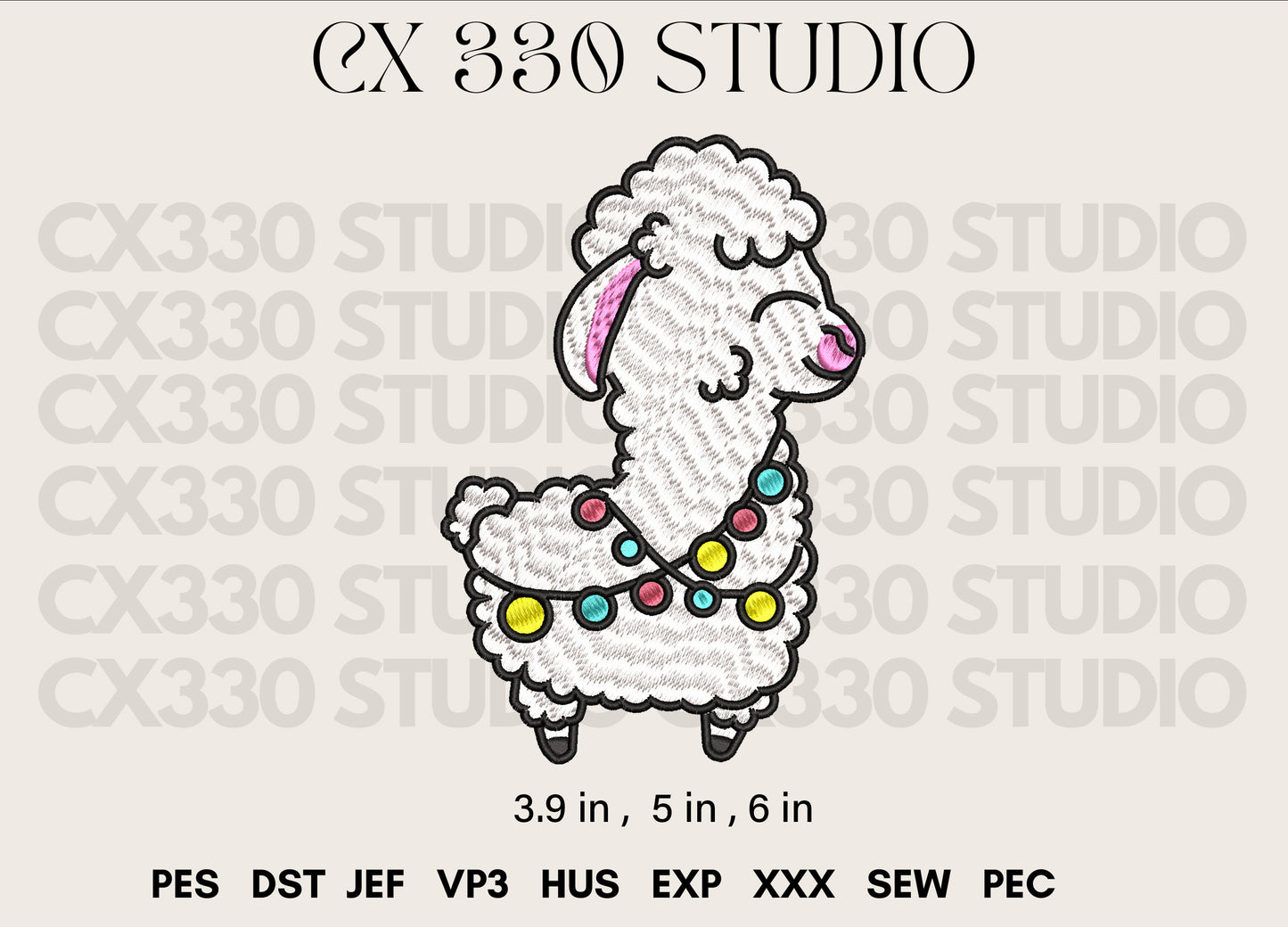 Machine Embroidery Design File for Alpaca Camel