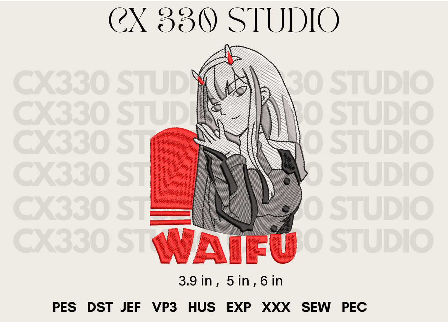 Darling in the Franxx Zero Two machine embroidery file