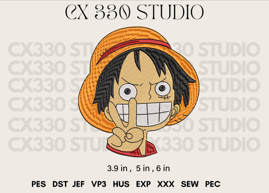 Monkey D. Luffy One Piece embroidery design file