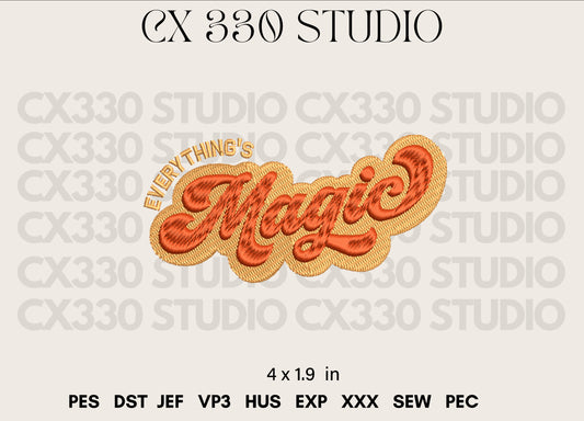 Magic Typography Font Embroidery Design