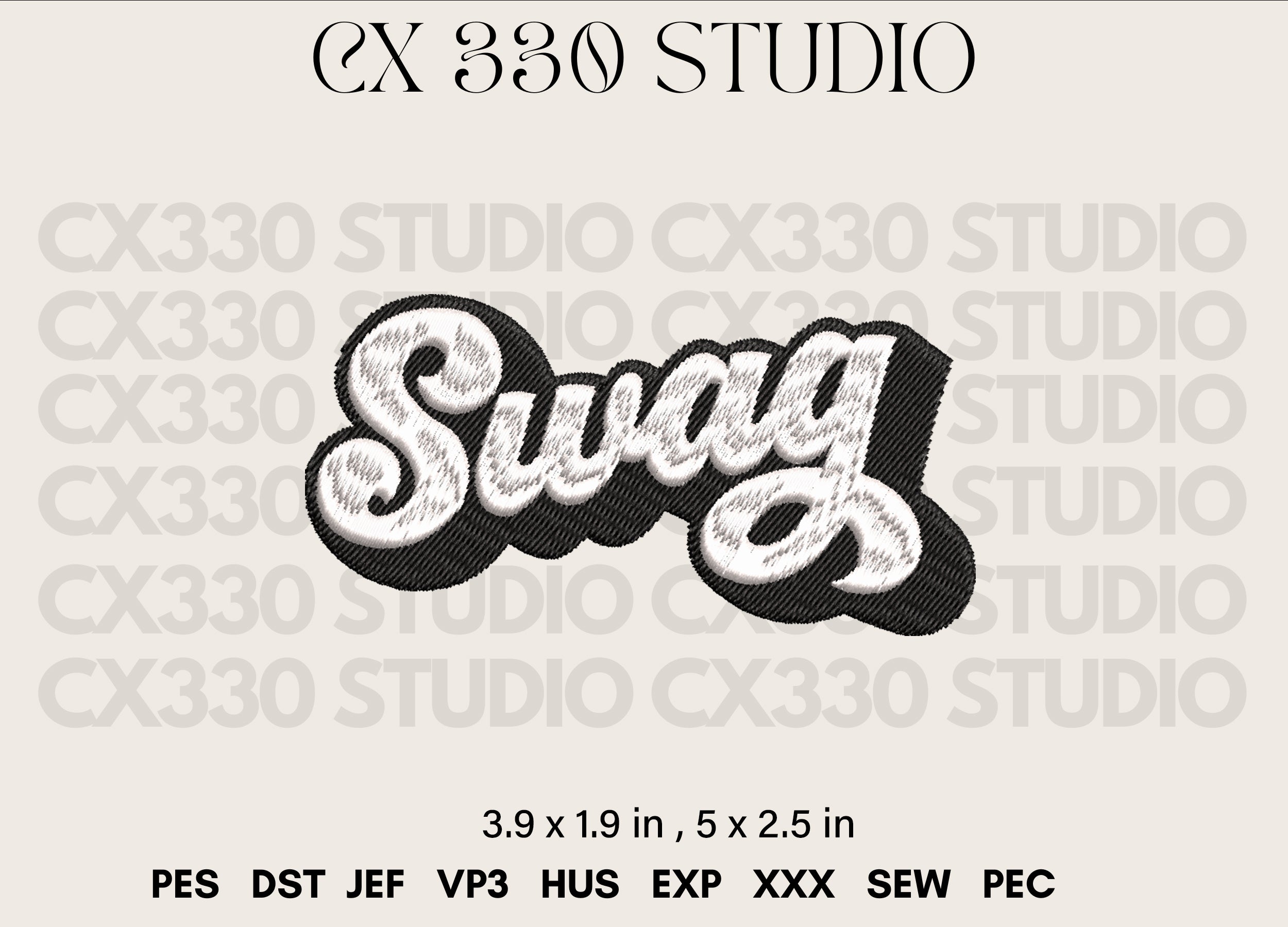 Swag Typography Font Embroidery Design – CX330 Studio