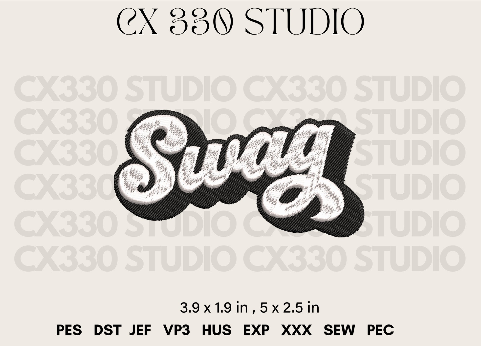Swag Typography Font Embroidery Design – CX330 Studio