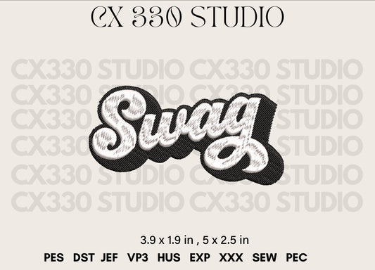 Swag Typography Font Embroidery Design