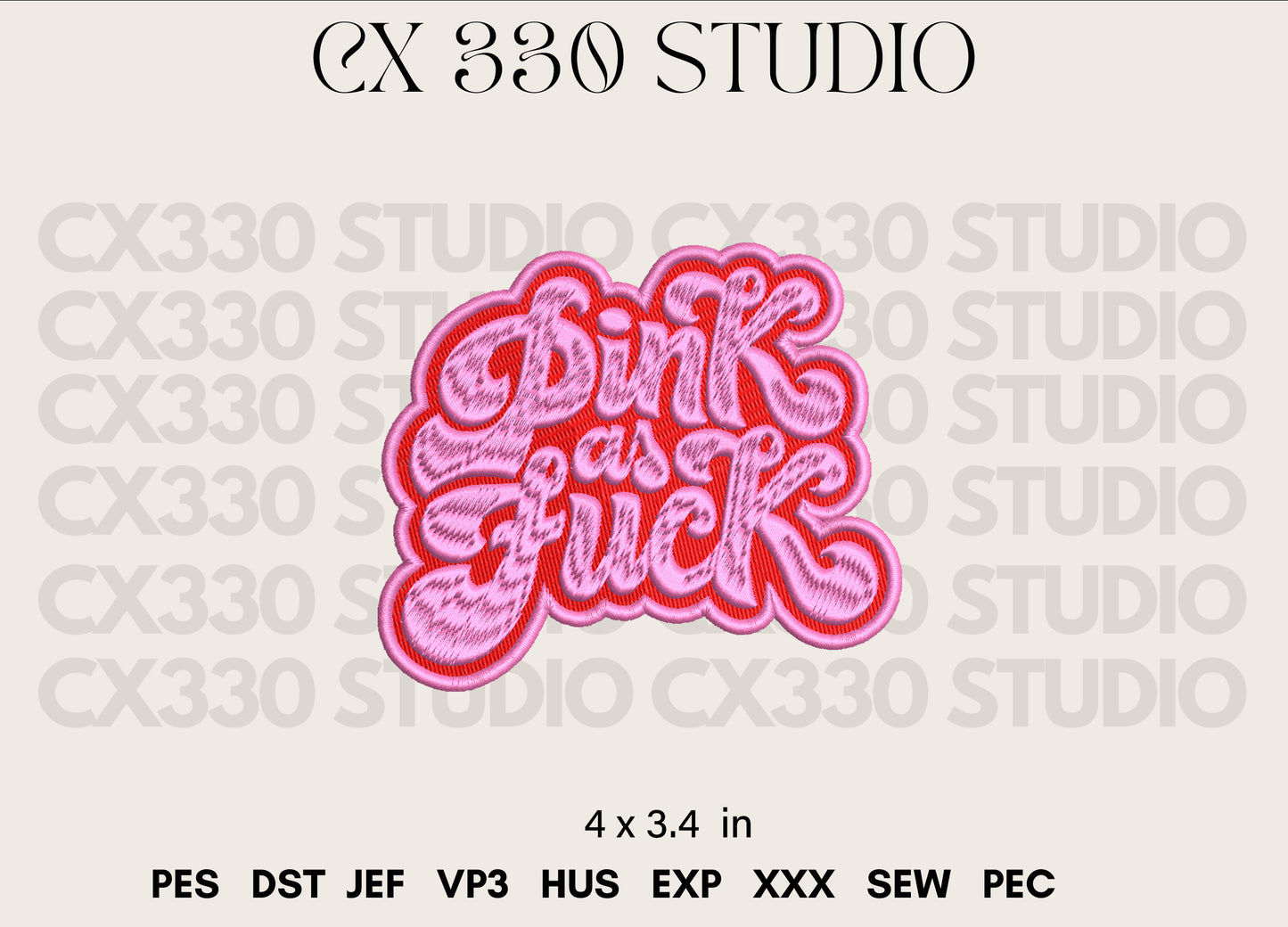 Pink as fu*k Typography Font Embroidery Design